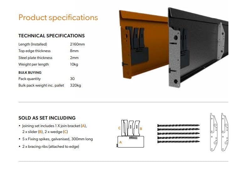 Straightcurve 240mm 2.16m Ridgidline (Weathering Corten)