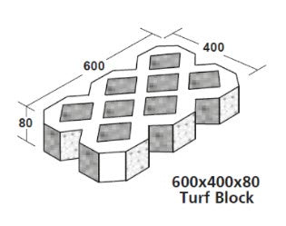 Turf Block - plain (SPECIAL ORDER)   [Viblock 600 x 400 x 80mm]